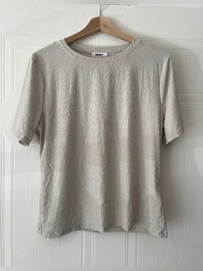 DKNY Cream Logo-Jacquard Short Sleeve T-Shirt